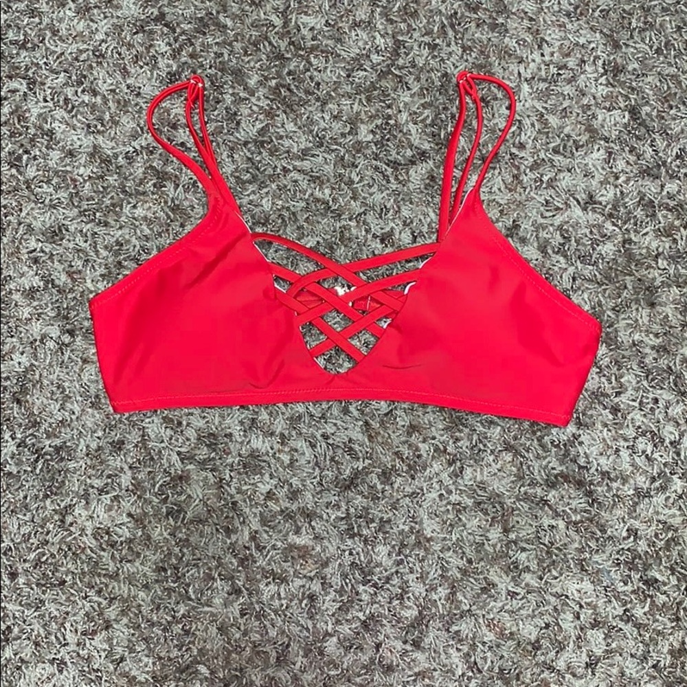 Red swimsuit top!